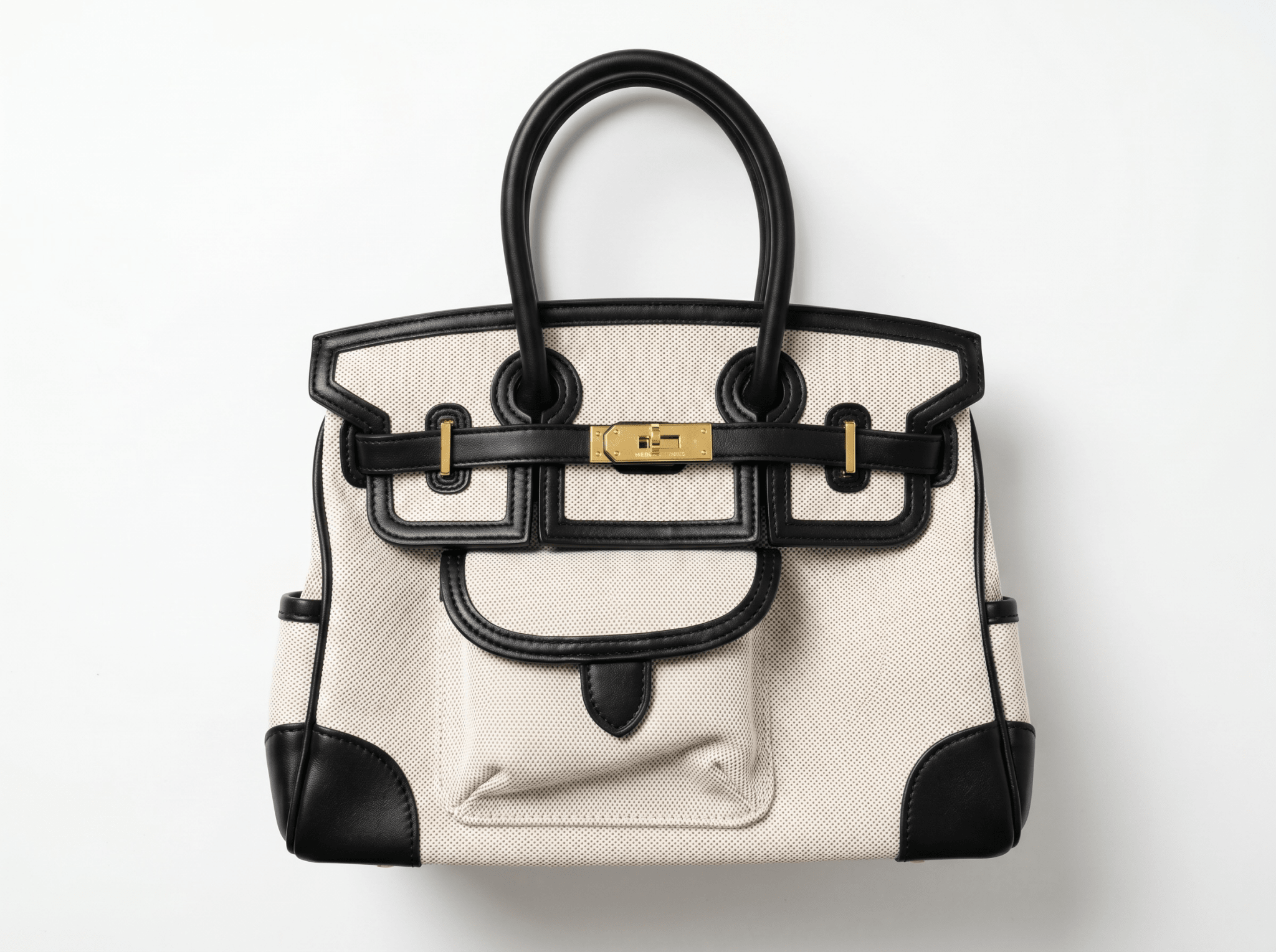 👜 Hermès-Inspired Canvas & Leather Structured Tote - MASTERPIECE