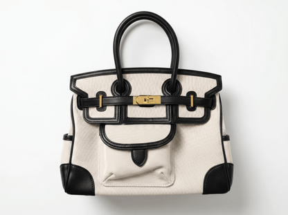 👜 Hermès-Inspired Canvas & Leather Structured Tote - MASTERPIECE