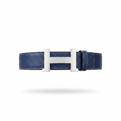 Hermès Inspired Navy H Buckle Belt 125CM 💙✨ Luxury Silver Buckle Designer Style Belt - MASTERPIECE