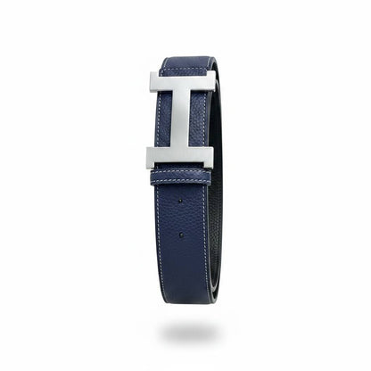 Hermès Inspired Navy H Buckle Belt 125CM 💙✨ Luxury Silver Buckle Designer Style Belt - MASTERPIECE