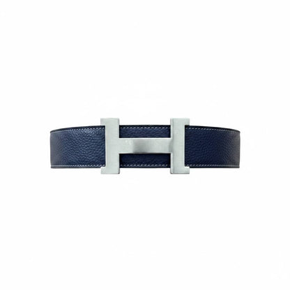Hermès Inspired Navy H Buckle Belt 125CM 💙✨ Luxury Silver Buckle Designer Style Belt - MASTERPIECE