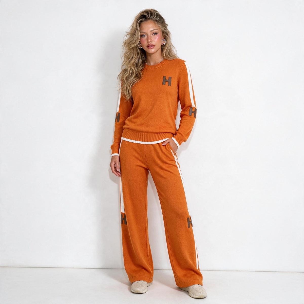 Hermès Knit Tracksuit – Orange Two‑Piece - MASTERPIECE