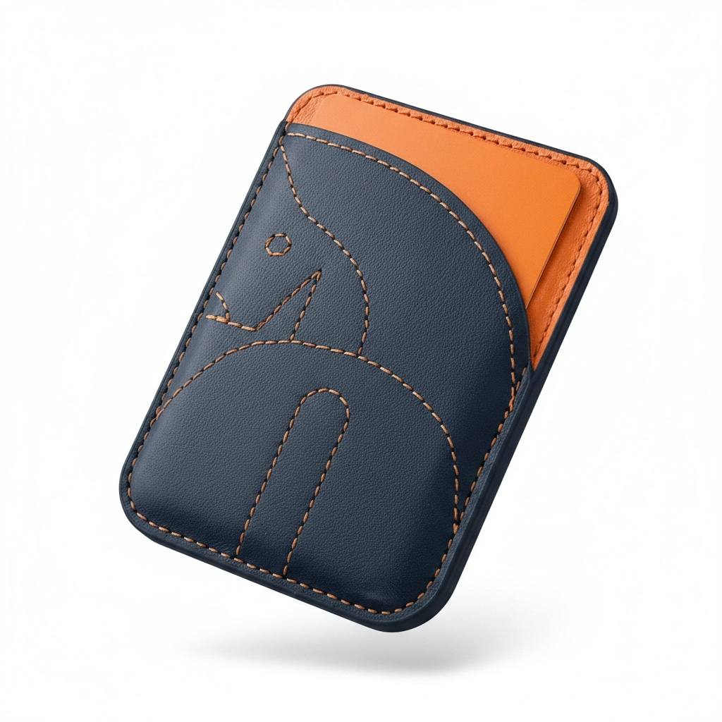Hermès Leather Magnetic Phone Card Holder – Blue Luxury Stick - On Wallet Case 🔵📱✨ - MASTERPIECE