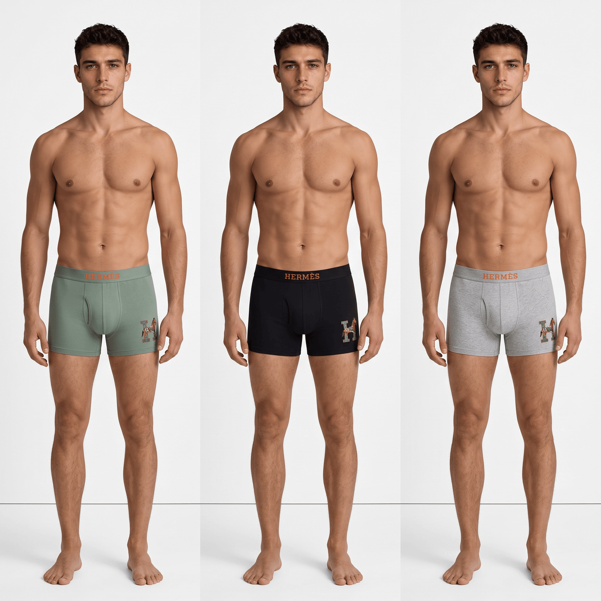 Hermès Luxury Boxer Briefs 3-Pack – Premium Comfort Collection 🩲✨ - MASTERPIECE