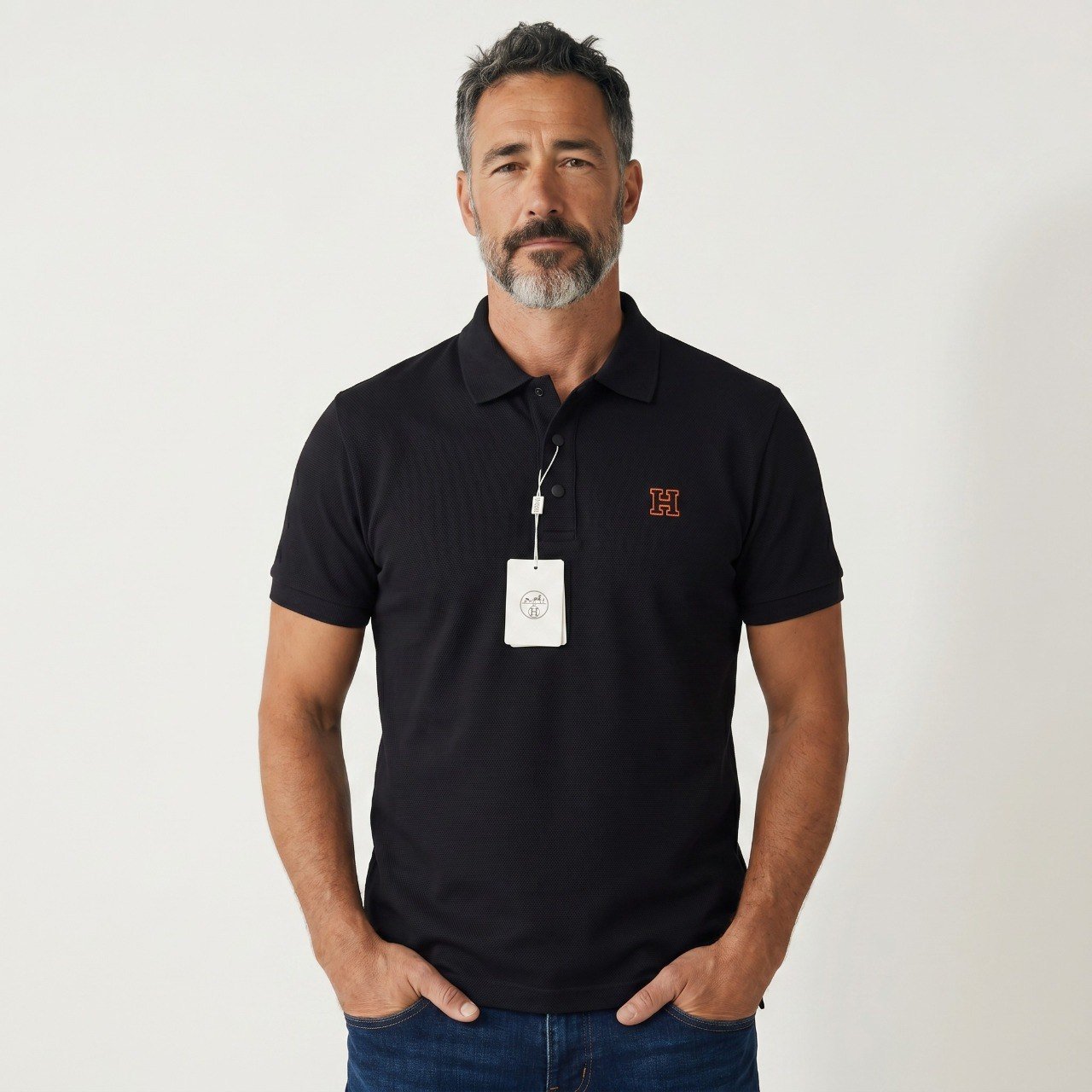 🖤 Hermès Noir Signature Polo – Luxury Essentials Collection - MASTERPIECE