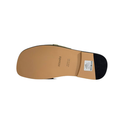 Hermès Olive Green Suede Slides 💚✨ Luxury Flat Sandals for Men - MASTERPIECE
