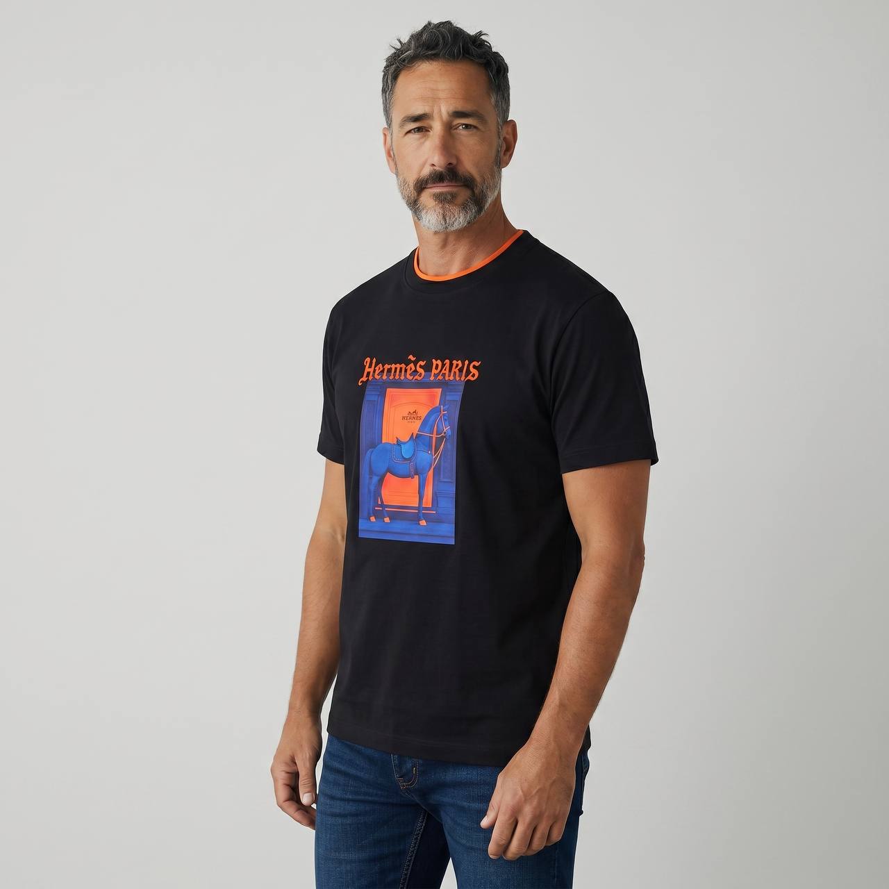 Hermès Paris Midnight Equestrian Graphic T-Shirt 🐎🌌 - MASTERPIECE