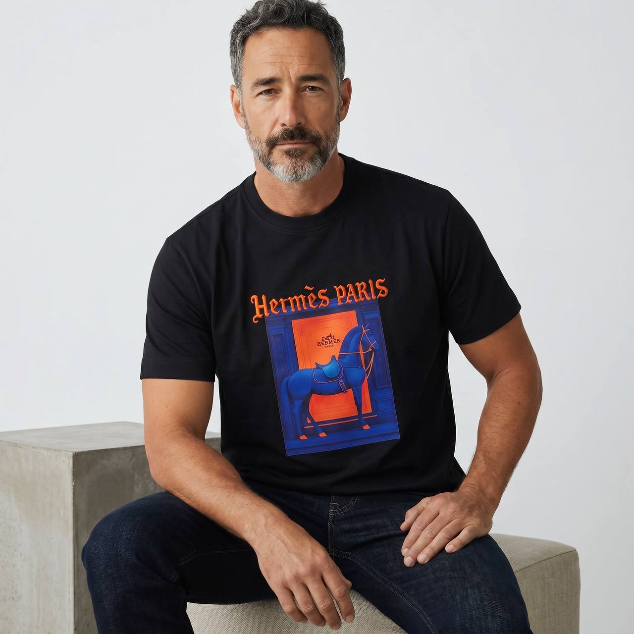 Hermès Paris Midnight Equestrian Graphic T-Shirt 🐎🌌 - MASTERPIECE