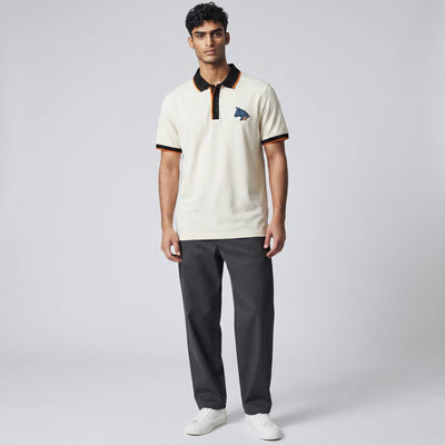 Hermes Premium Contrast Polo Shirt 🧡🤍 | Luxury Minimal Design Slim Fit Tee - MASTERPIECE