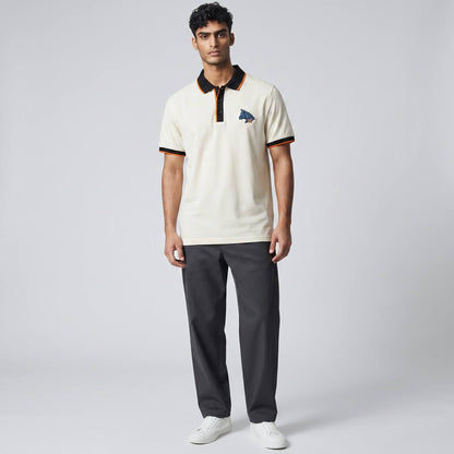 Hermes Premium Contrast Polo Shirt 🧡🤍 | Luxury Minimal Design Slim Fit Tee - MASTERPIECE