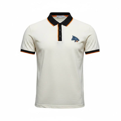 Hermes Premium Contrast Polo Shirt 🧡🤍 | Luxury Minimal Design Slim Fit Tee - MASTERPIECE