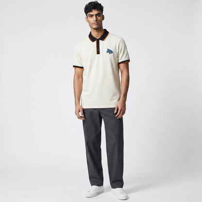 Hermes Premium Contrast Polo Shirt 🧡🤍 | Luxury Minimal Design Slim Fit Tee - MASTERPIECE
