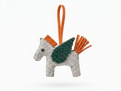 🦄 HERMÈS Rodeo Pegasus Crystal Charm – Emerald Wing Edition ✨💚 - MASTERPIECE