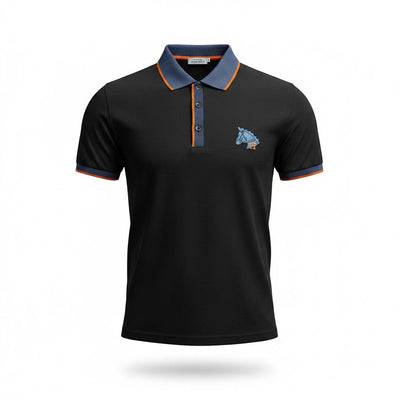 🖤 Hermes Style Black Polo Shirt – Contrast Trim Luxury Polo 👕✨ - MASTERPIECE