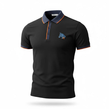 🖤 Hermes Style Black Polo Shirt – Contrast Trim Luxury Polo 👕✨ - MASTERPIECE