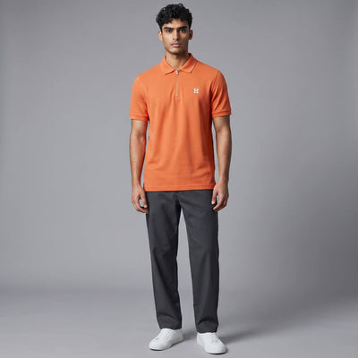 🧡 Hermes Style Orange Zip Polo – Premium Summer Statement Polo 👕✨ - MASTERPIECE