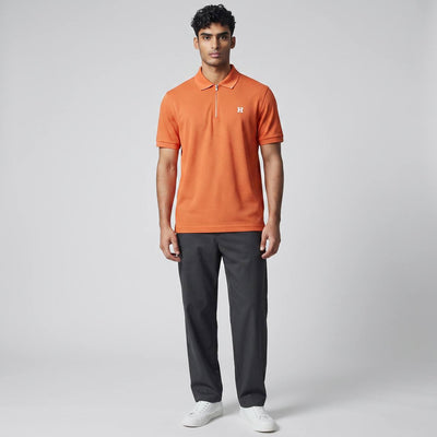 🧡 Hermes Style Orange Zip Polo – Premium Summer Statement Polo 👕✨ - MASTERPIECE