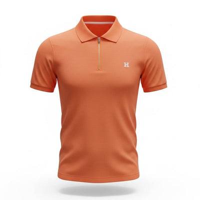 🧡 Hermes Style Orange Zip Polo – Premium Summer Statement Polo 👕✨ - MASTERPIECE