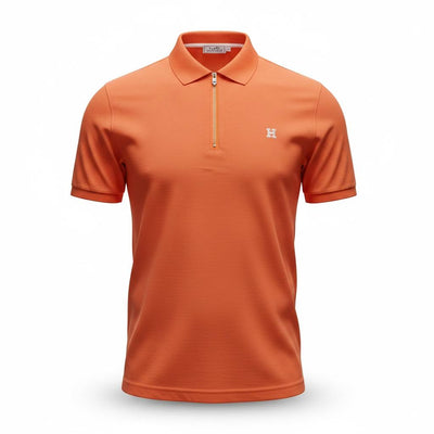 🧡 Hermes Style Orange Zip Polo – Premium Summer Statement Polo 👕✨ - MASTERPIECE
