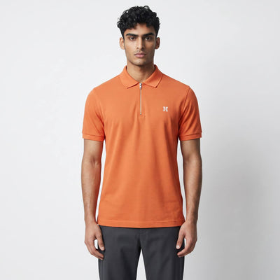 🧡 Hermes Style Orange Zip Polo – Premium Summer Statement Polo 👕✨ - MASTERPIECE