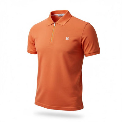 🧡 Hermes Style Orange Zip Polo – Premium Summer Statement Polo 👕✨ - MASTERPIECE