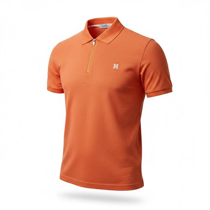 🧡 Hermes Style Orange Zip Polo – Premium Summer Statement Polo 👕✨ - MASTERPIECE