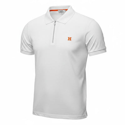 🤍 Hermès Style White Zip Polo – Minimal Luxury with Orange Accent 🧡✨ - MASTERPIECE