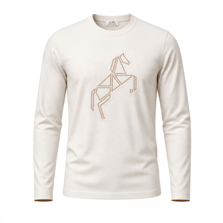 Hermes Sweatshirt – Cream Geometric Horse