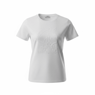 Hermès White Embroidered T-Shirt 🤍✨ Horse Graphic Edition - MASTERPIECE