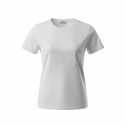 Hermès White Embroidered T-Shirt 🤍✨ Horse Graphic Edition - MASTERPIECE