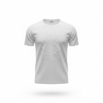 Hermès White Embroidered T-Shirt 🤍✨ Horse Graphic Edition - MASTERPIECE