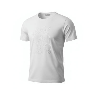 Hermès White Embroidered T-Shirt 🤍✨ Horse Graphic Edition - MASTERPIECE