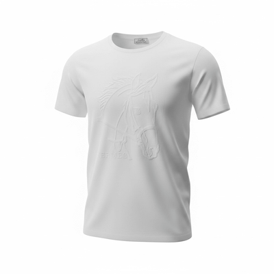 Hermès White Embroidered T-Shirt 🤍✨ Horse Graphic Edition - MASTERPIECE