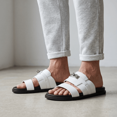 Hermès White Luxury Slide Sandals – Premium Designer Summer Slippers 🤍✨ - MASTERPIECE