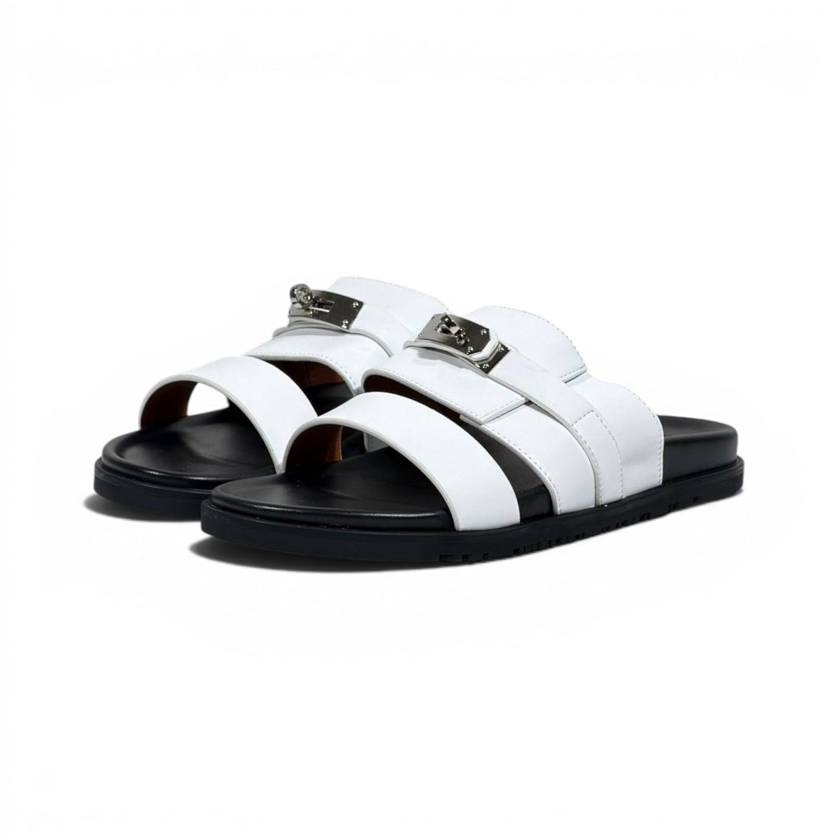 Hermès White Luxury Slide Sandals – Premium Designer Summer Slippers 🤍✨ - MASTERPIECE