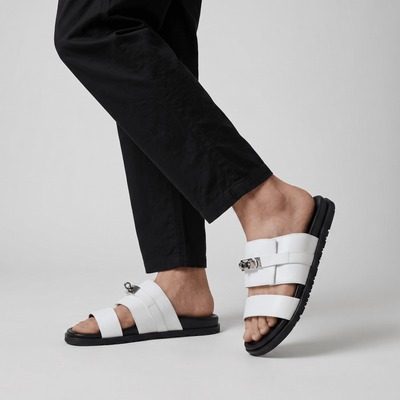 Hermès White Luxury Slide Sandals – Premium Designer Summer Slippers 🤍✨ - MASTERPIECE