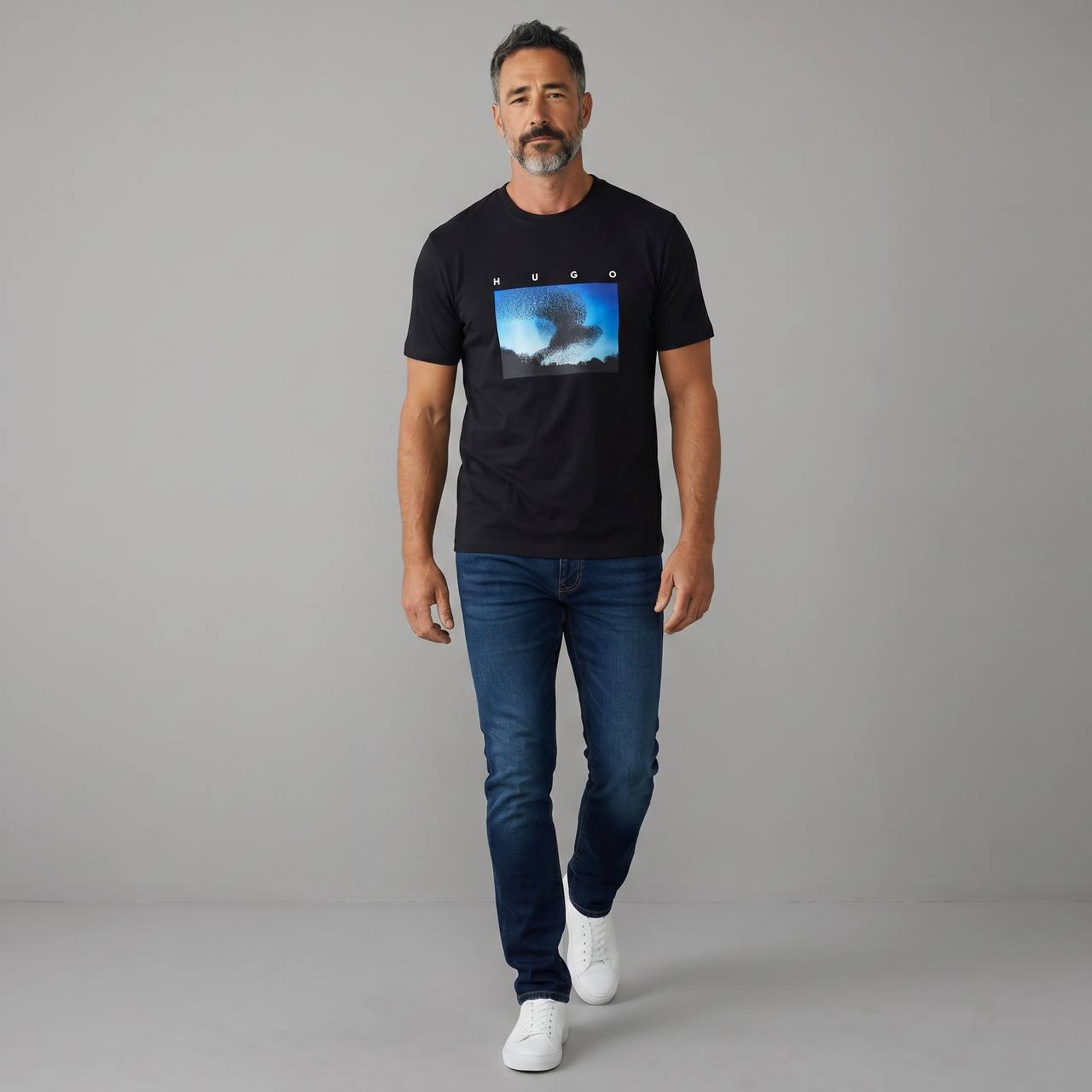 HUGO Abstract Graphic T-Shirt – Midnight Black 🌌🔥 - MASTERPIECE