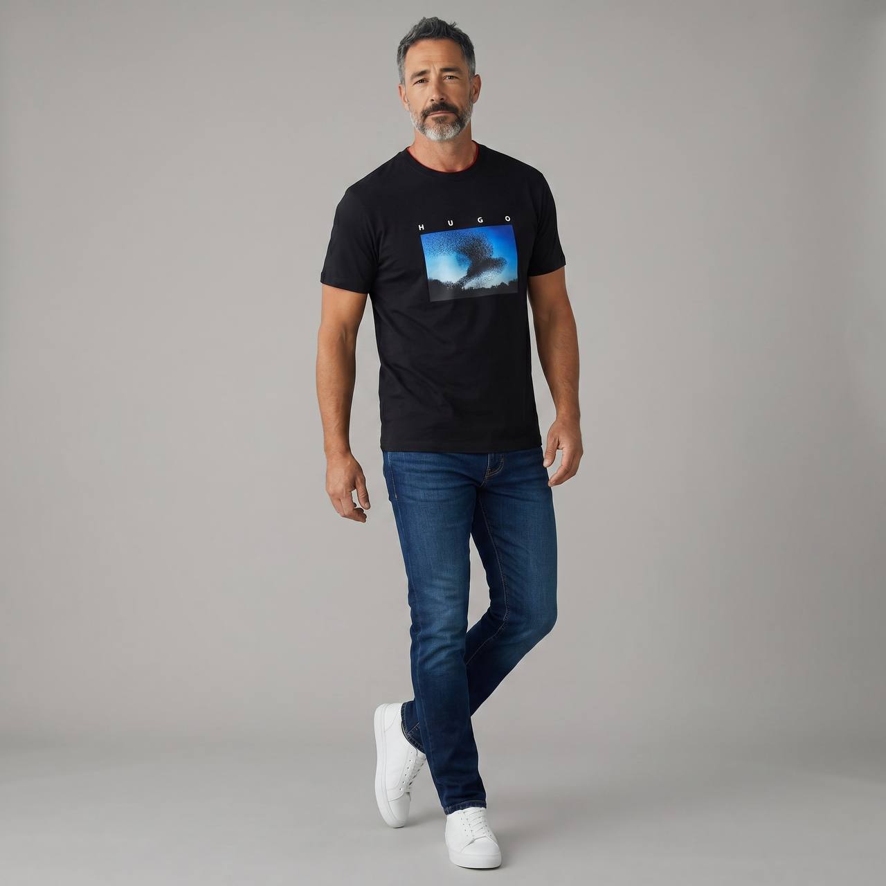 HUGO Abstract Graphic T-Shirt – Midnight Black 🌌🔥 - MASTERPIECE