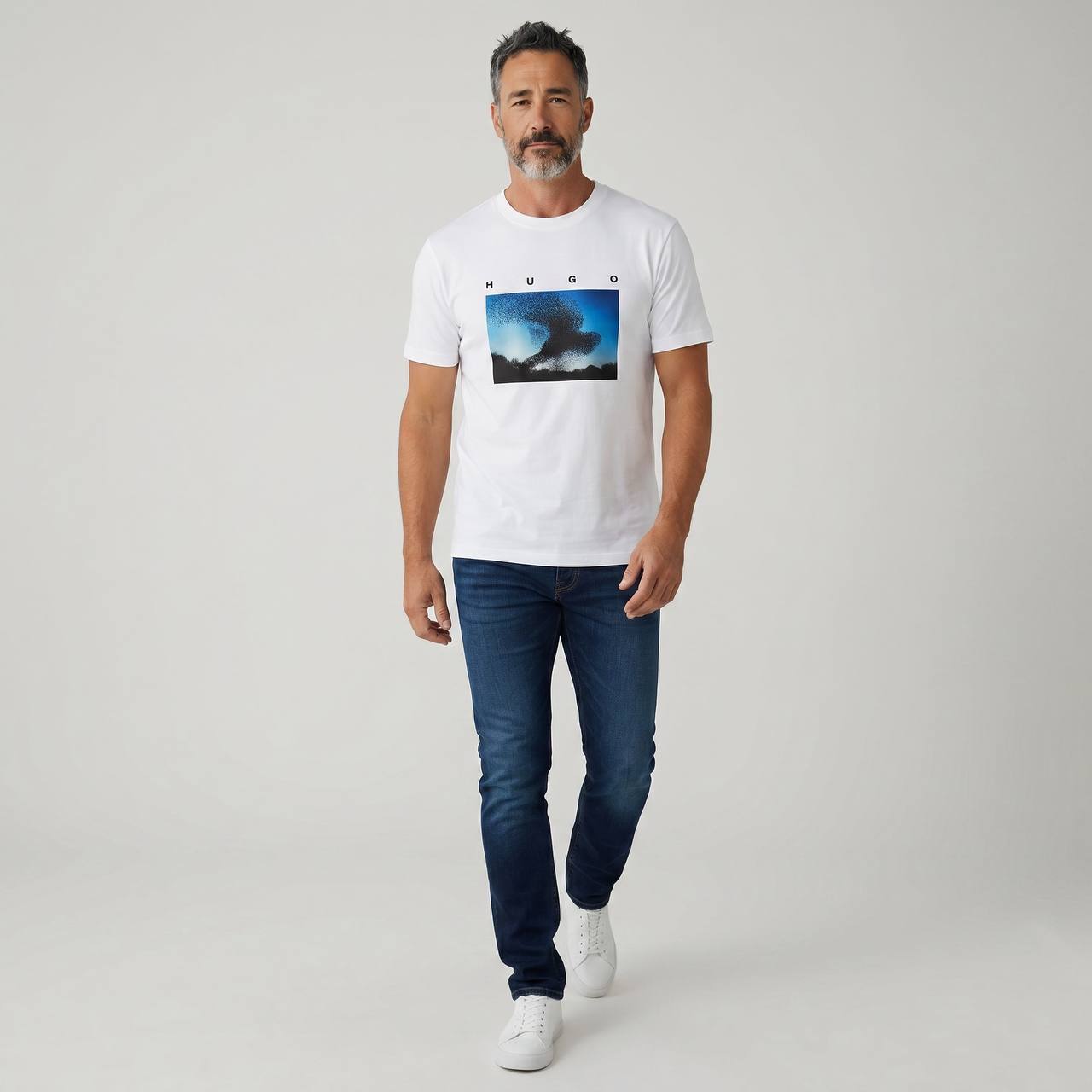 Hugo Abstract Graphic T-Shirt – Off White Edition 🎨✨ - MASTERPIECE