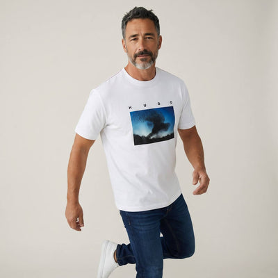 Hugo Abstract Graphic T-Shirt – Off White Edition 🎨✨ - MASTERPIECE