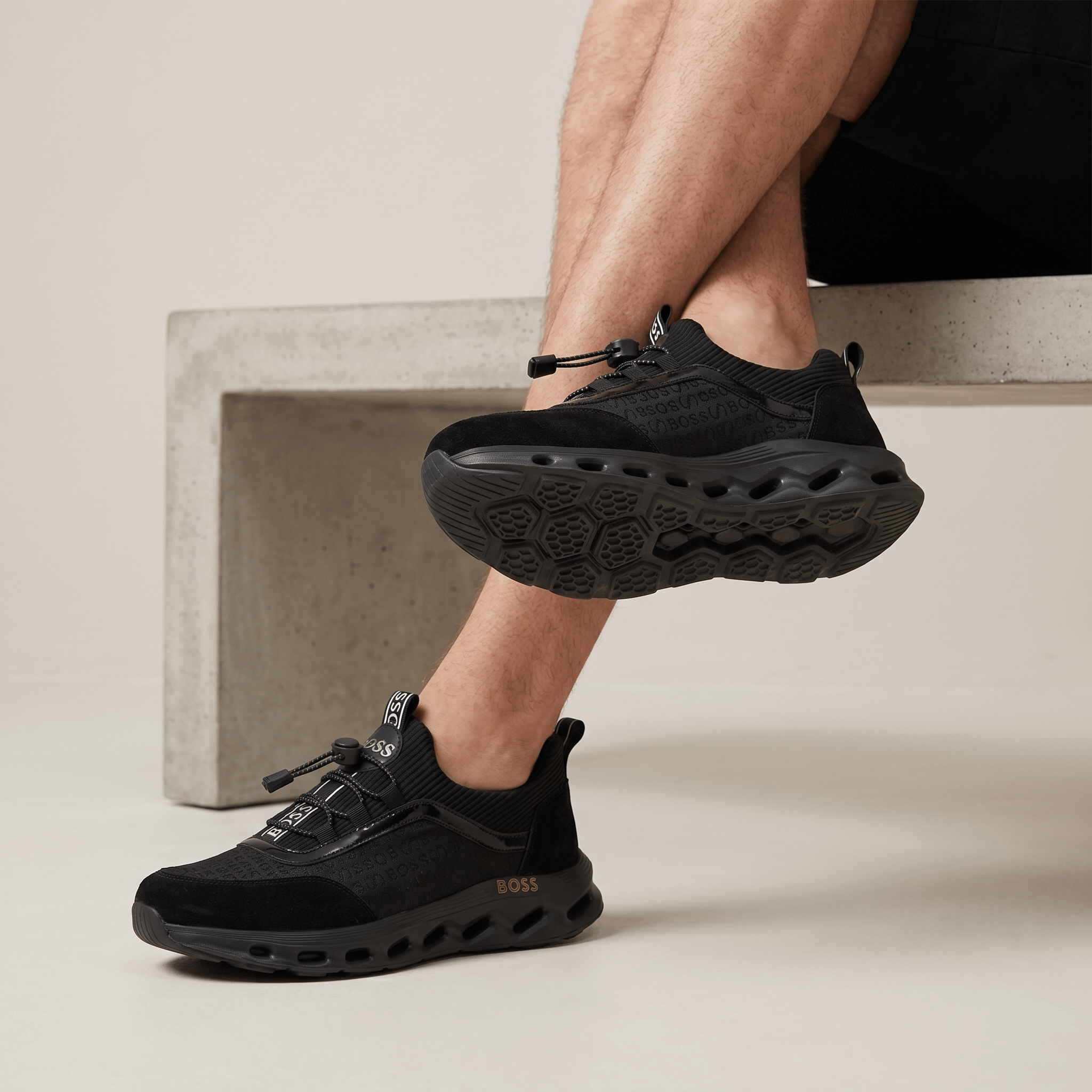 🖤 Hugo Boss All Black Luxury Runner Sneakers 👟⚡ - MASTERPIECE