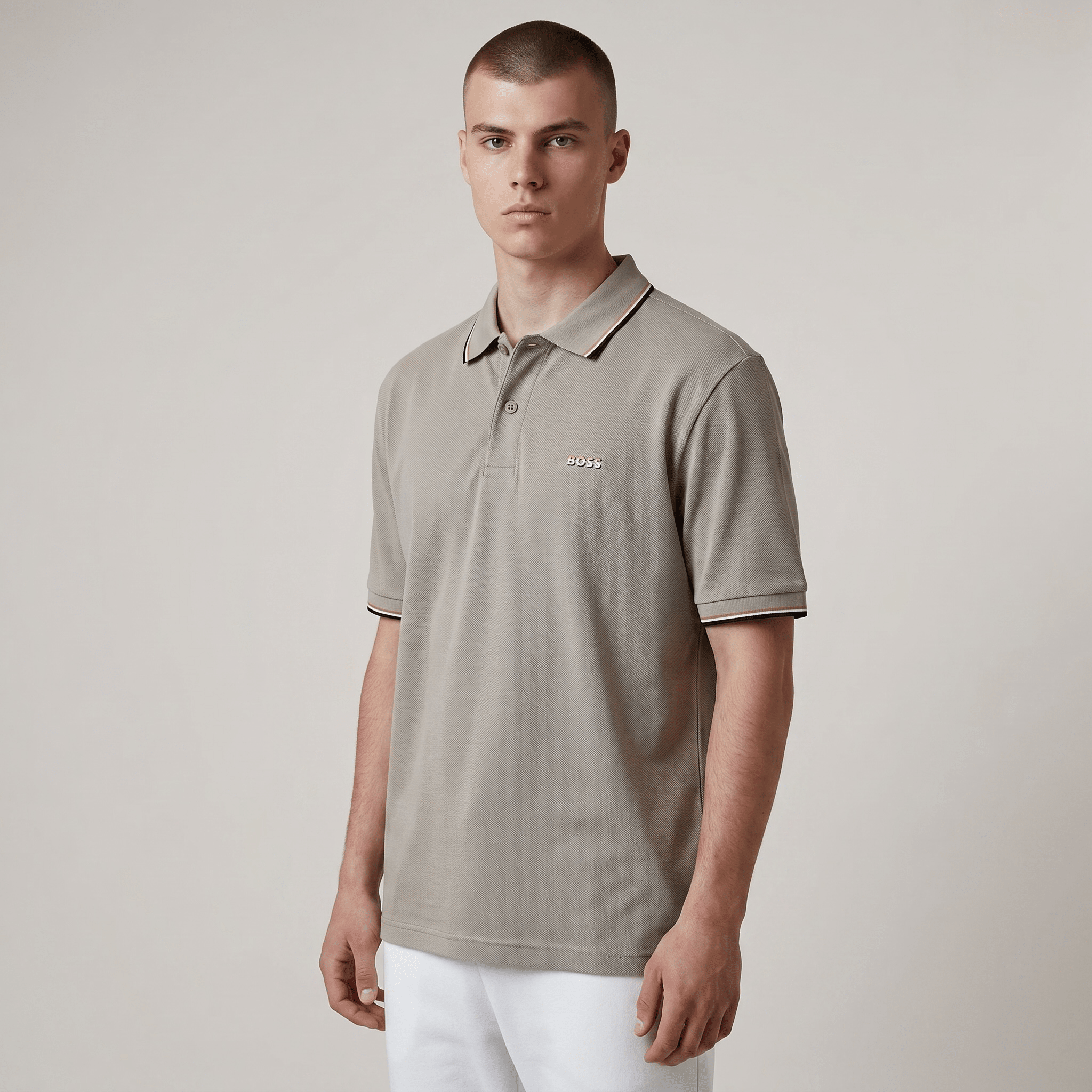 🤍✨ Hugo Boss Beige Luxury Polo Shirt – Timeless Smart Casual Essential 👔🔥 - MASTERPIECE