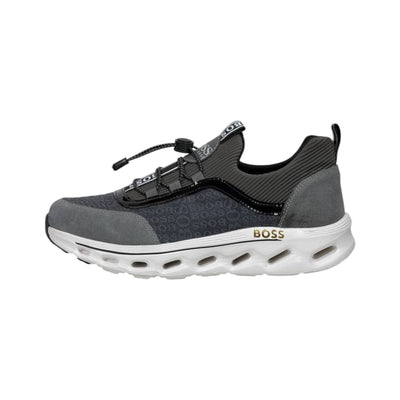 🩶🖤 Hugo Boss Grey & Black Luxury Runner Sneakers 👟⚡ - MASTERPIECE