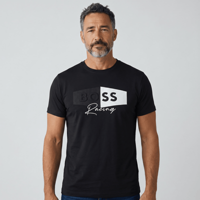 HUGO BOSS Racing Black Graphic T-Shirt 🖤🏁 Sport Luxe Edition - MASTERPIECE