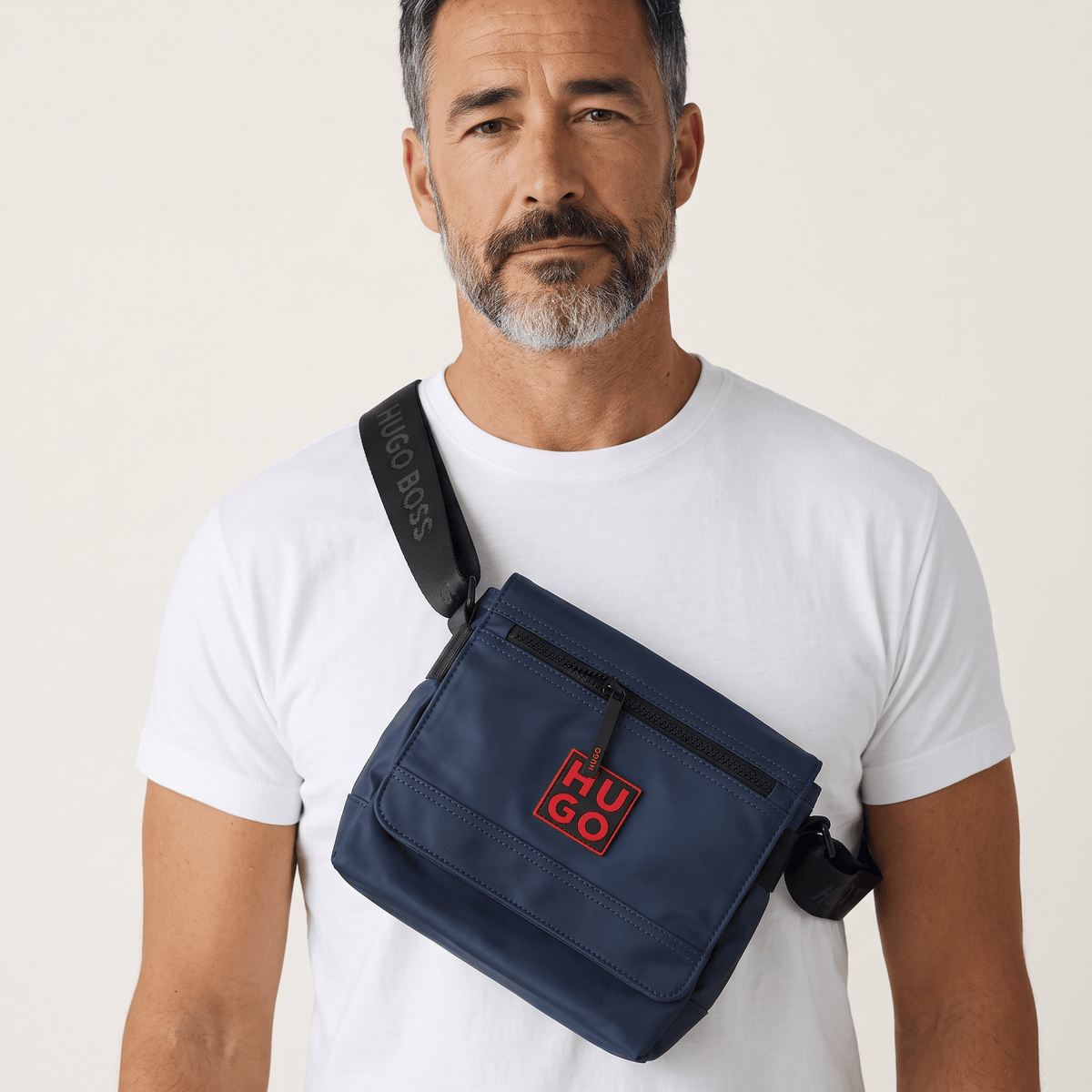 HUGO boss Red Logo Navy Crossbody Bag 🔴🔵 | Sleek Urban Messenger - MASTERPIECE