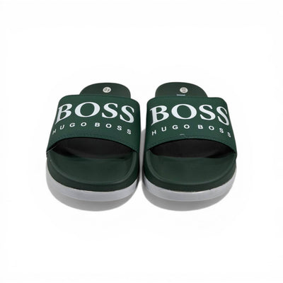 🟢🔥 Hugo Boss Slides – Forest Green Signature Edition 💎🩴 - MASTERPIECE