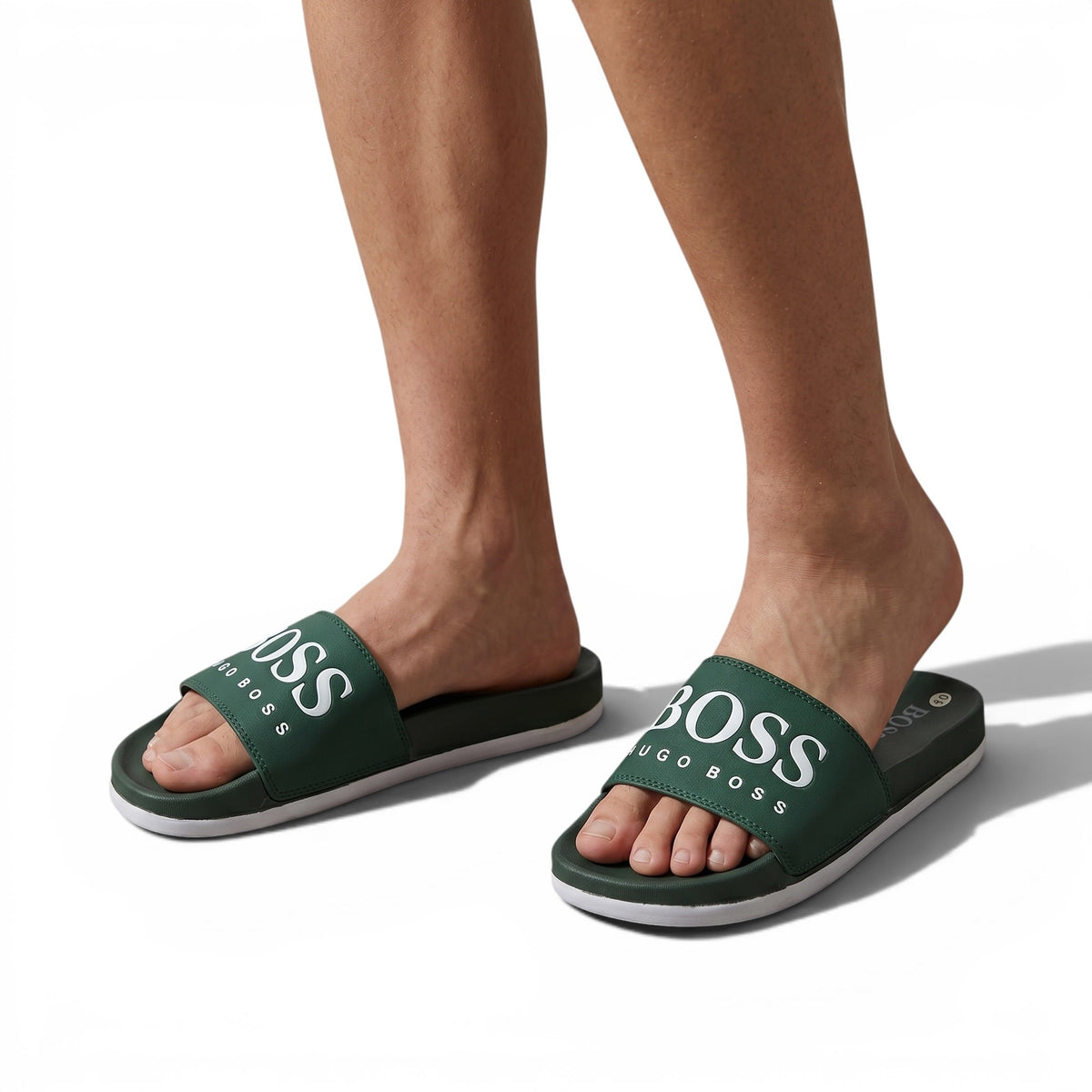 🟢🔥 Hugo Boss Slides – Forest Green Signature Edition 💎🩴 - MASTERPIECE