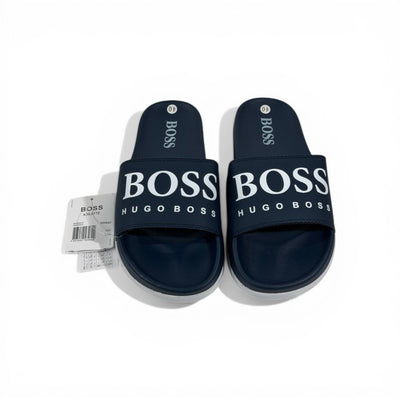🔵 Hugo Boss Slides – Navy Blue Signature Edition 💎🩴 - MASTERPIECE