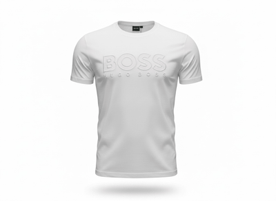 HUGO BOSS White Embossed Logo T-Shirt 🤍✨ Clean Luxury Edition - MASTERPIECE