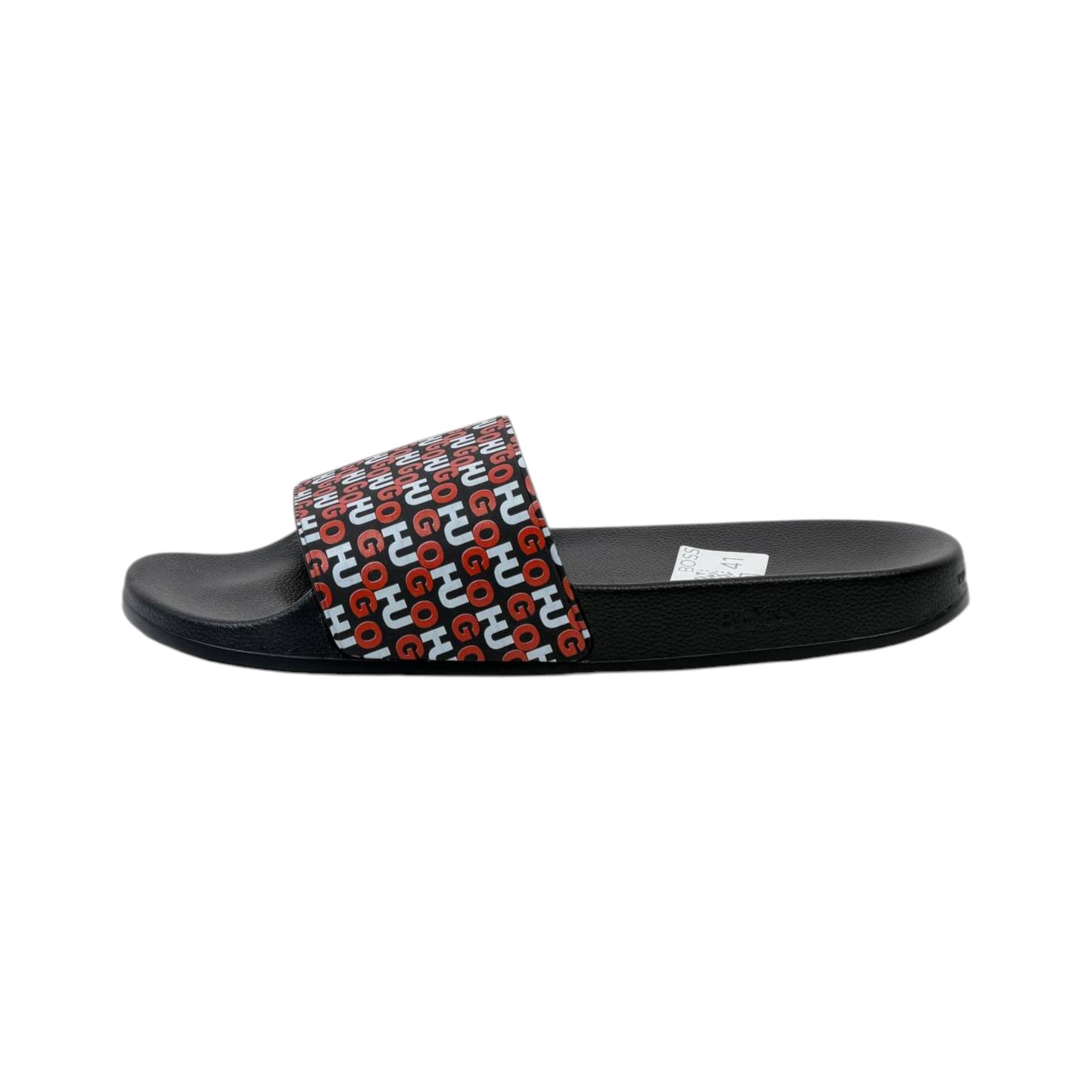 Hugo Logo Print Slides – Black Edition 🔥🖤 - MASTERPIECE